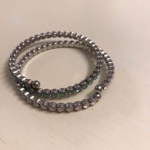 Pink and teal jewel wrap bracelets